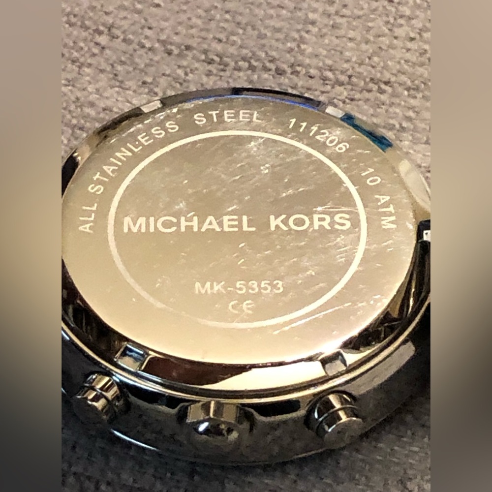 (181)Michael Kors Parker Chronograph Silver-Tone Stainless Steel Watch Women's - Picture 5 of 8